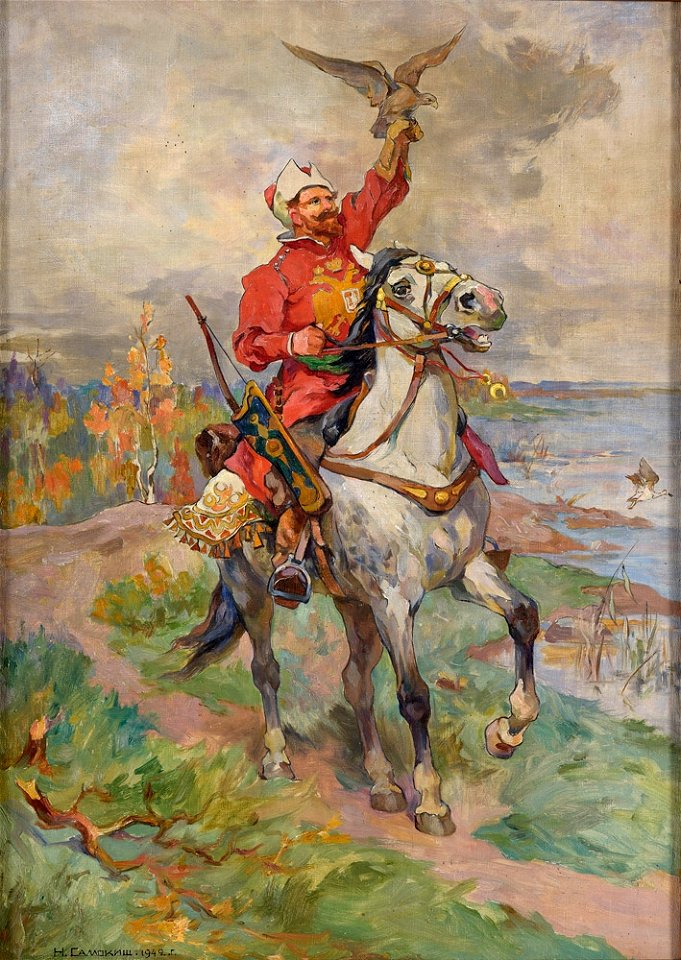 Nikolai Samokish Russisches Falkner zu Pferd