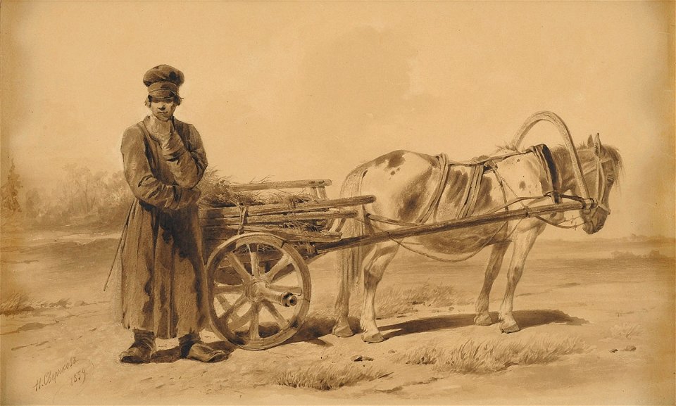 Nikolai Egorowitsch Sverchkow Russischer Bauer mit Heuwagen 1859