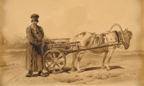 Nikolai Egorowitsch Sverchkow Russischer Bauer mit Heuwagen 1859