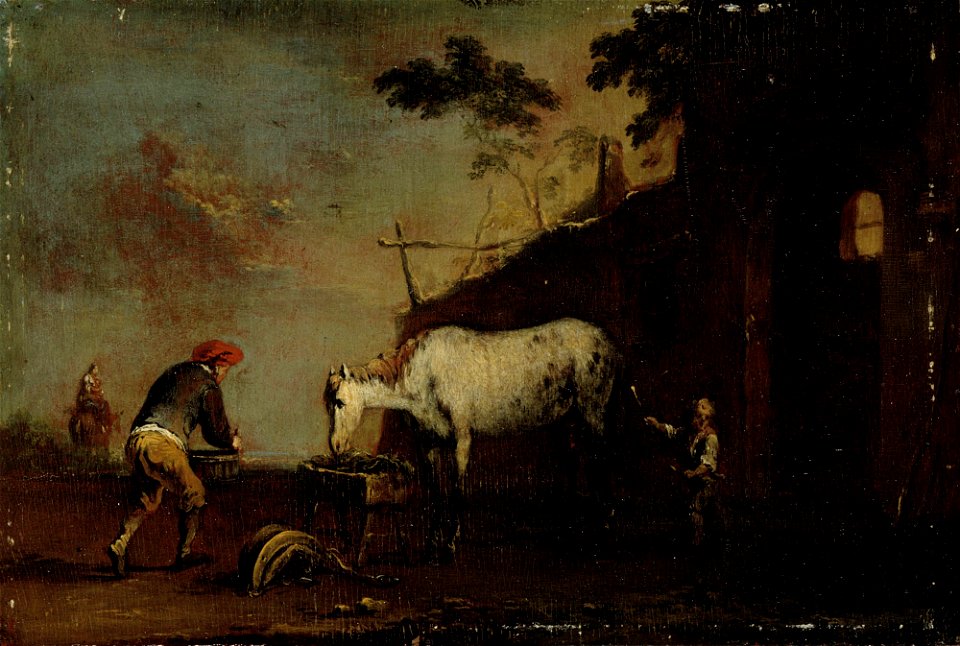 Norbert Grund - Outside the stable - A I 382 - Finnish National Gallery