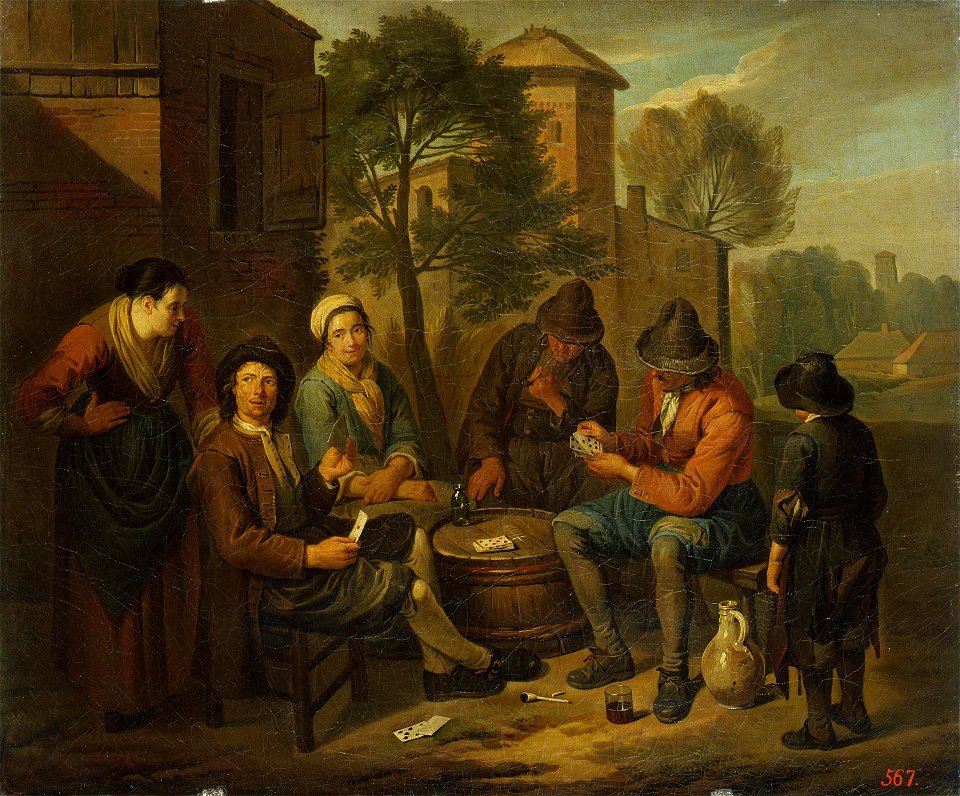 Norbert van Bloemen - Peasants Playing Cards - WGA02294