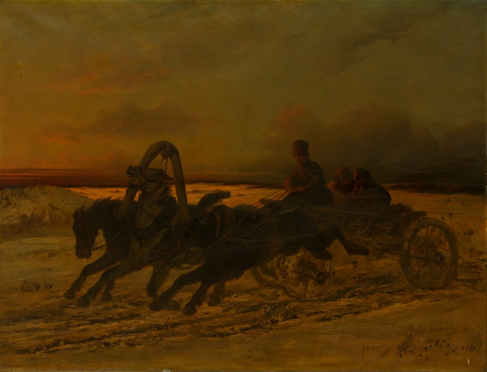 Nikolai Egorovich Sverchkov (1817-98) - A Troika Sleigh in Russia - RCIN 406605 - Royal Collection
