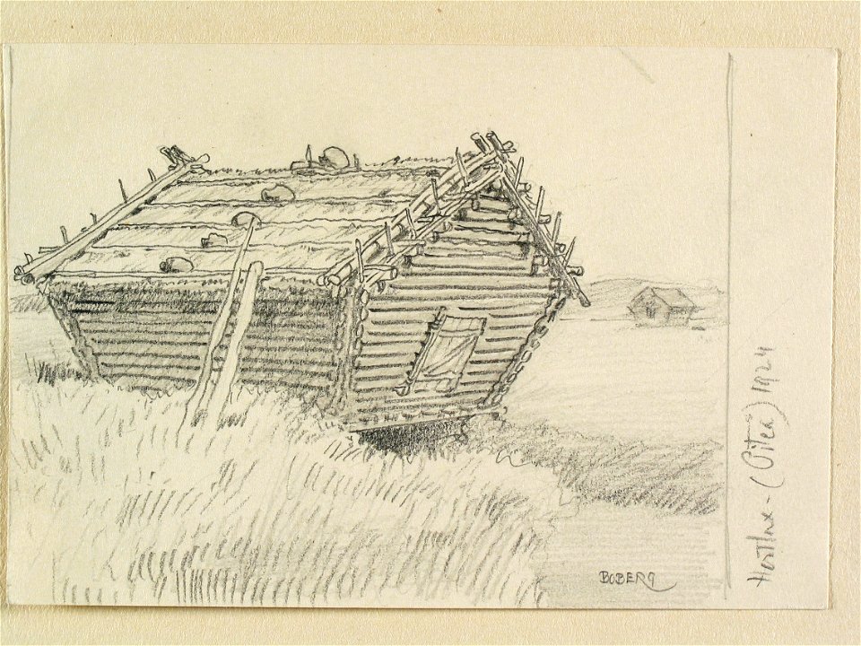 Norrbotten, Hortlax. Teckning av Ferdinand Boberg - Nordiska museet - NMA.0088319