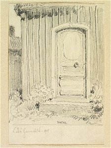 Norrbotten, Nederluleå sn., Luleå gammelstad. Teckning av Ferdinand Boberg - Nordiska museet - NMA.0088310