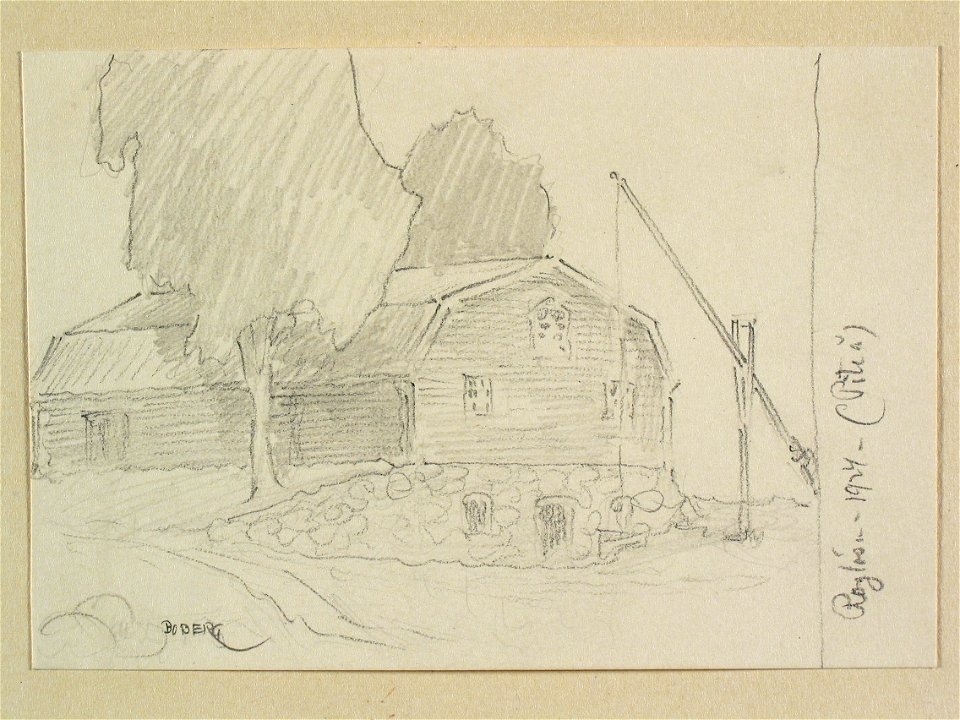 Norrbotten, Piteå landsförslg., Roglösa. Teckning av Ferdinand Boberg - Nordiska museet - NMA.0088334