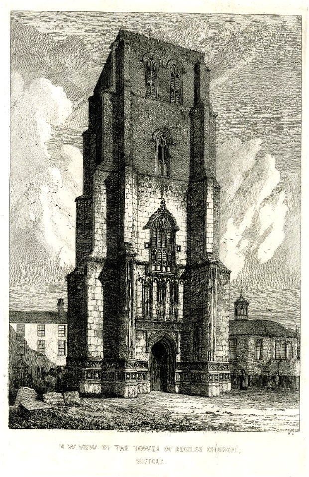 North west view of the tower of Beccles church Suffolk by Henry Davy
