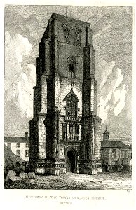 North west view of the tower of Beccles church Suffolk by Henry Davy. Free illustration for personal and commercial use.