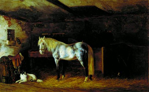 Nikolai Sverchkov - In the Stables. Free illustration for personal and commercial use.
