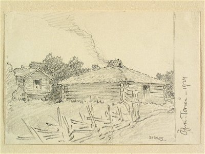 Norrbotten, Övertorneå. Teckning av Ferdinand Boberg - Nordiska museet - NMA.0088341