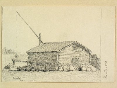 Norrbotten, Piteå landsförsamling, Rosvik. Teckning av Ferdinand Boberg - Nordiska museet - NMA.0088338