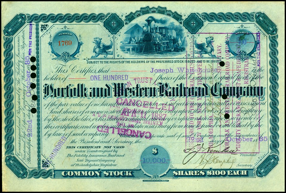 Norfolk and Western RR 1885