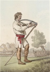 Norblin - Farmer with a scythe 02. Free illustration for personal and commercial use.