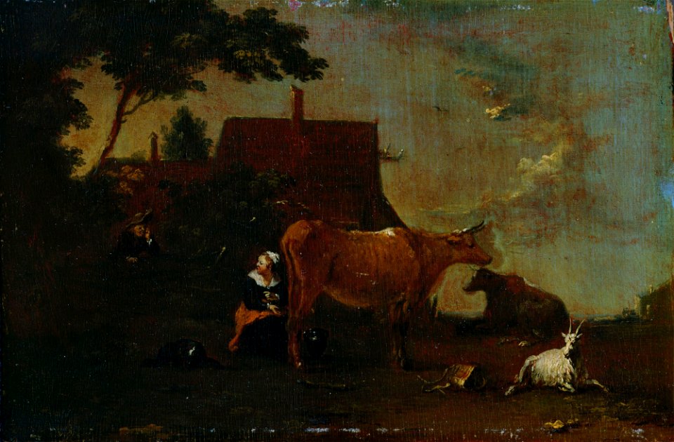 Norbert Grund - Milking the cow - A I 383 - Finnish National Gallery