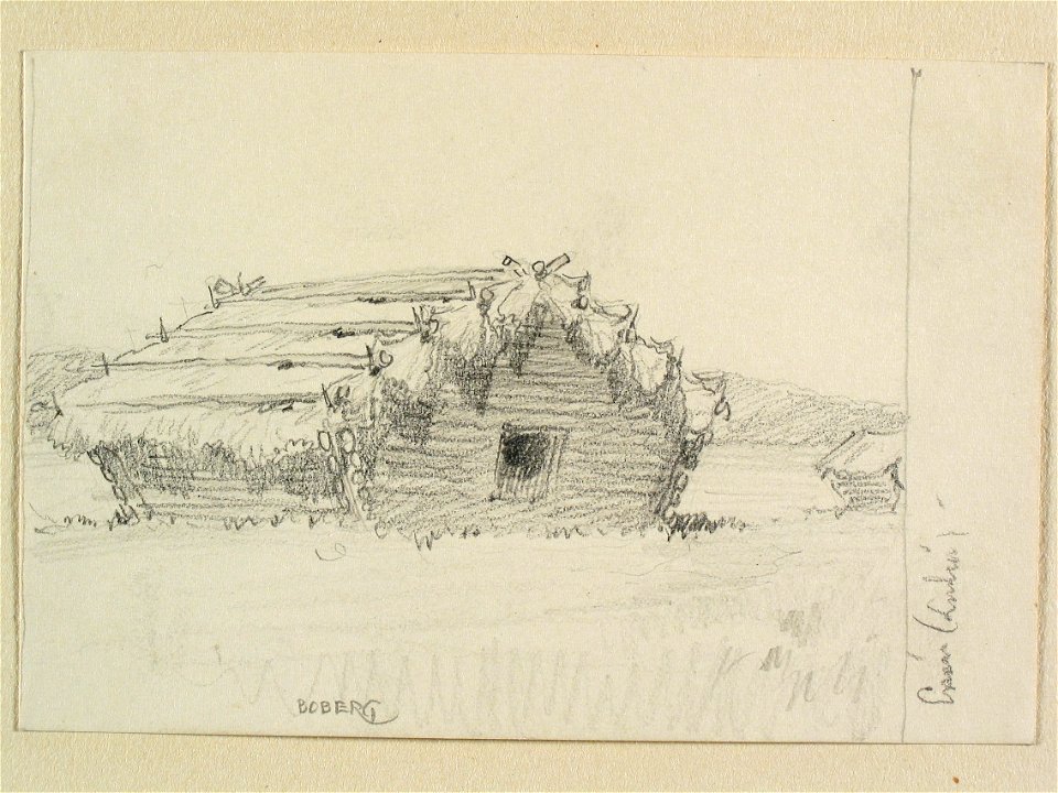 Norrbotten, Nederluleå sn., Ersnäs. Teckning av Ferdinand Boberg - Nordiska museet - NMA.0088302