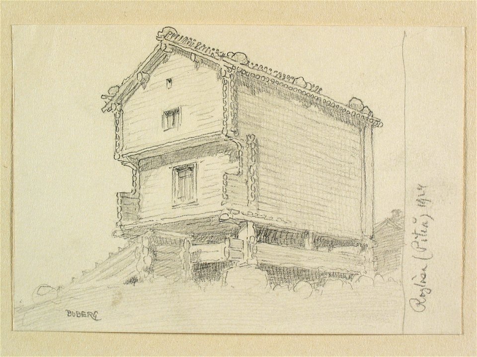 Norrbotten, Piteå landsförsamling, Roglösa. Teckning av Ferdinand Boberg - Nordiska museet - NMA.0088331