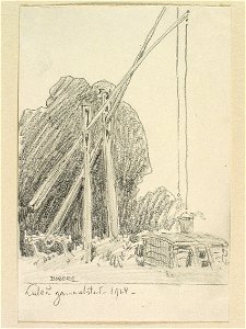 Norrbotten, Nederluleå sn., Luleå gammelstad. Brunn. Teckning av Ferdinand Boberg - Nordiska museet - NMA.0088314