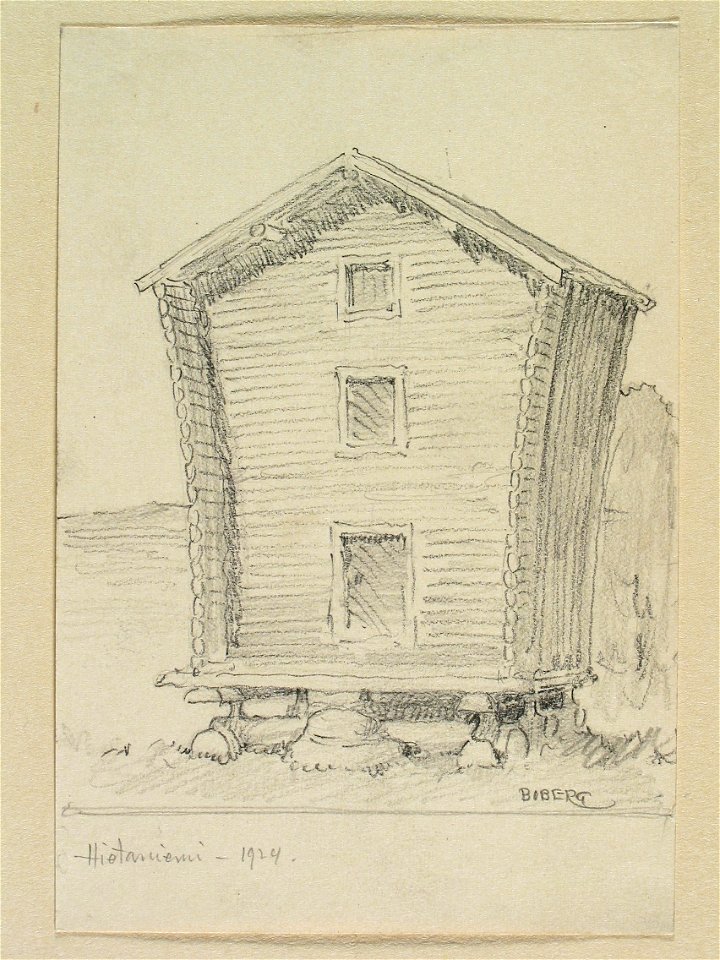 Norrbotten, Hietaniemi sn. Visthusbod. Teckning av Ferdinand Boberg - Nordiska museet - NMA.0088295