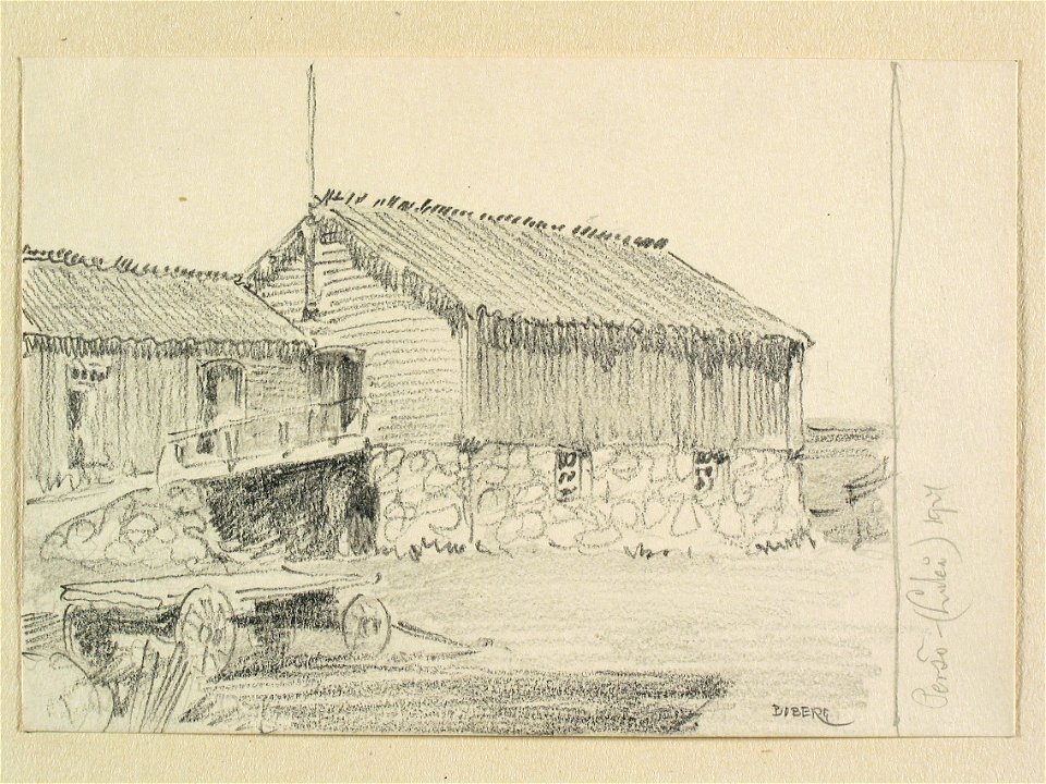 Norrbotten, Nederluleå sn., Persö. Teckning av Ferdinand Boberg - Nordiska museet - NMA.0088317