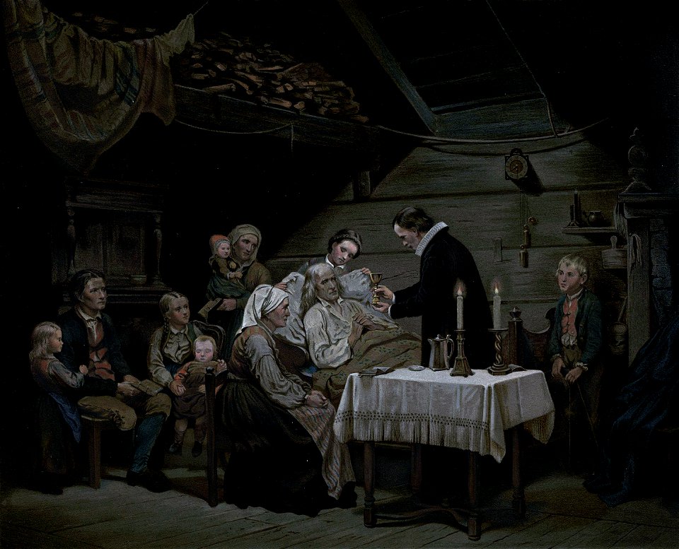 Norske Folkelivsbilleder 15 - Sognebud (Adolph Tidemand)