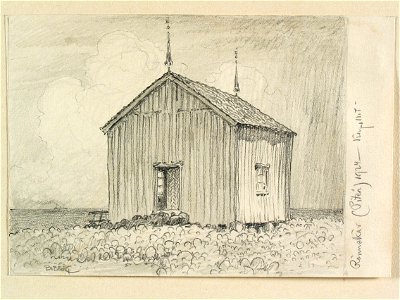 Norrbotten, Piteå sn., Rönnskär, Kapellet. Teckning av Ferdinand Boberg - Nordiska museet - NMA.0088339