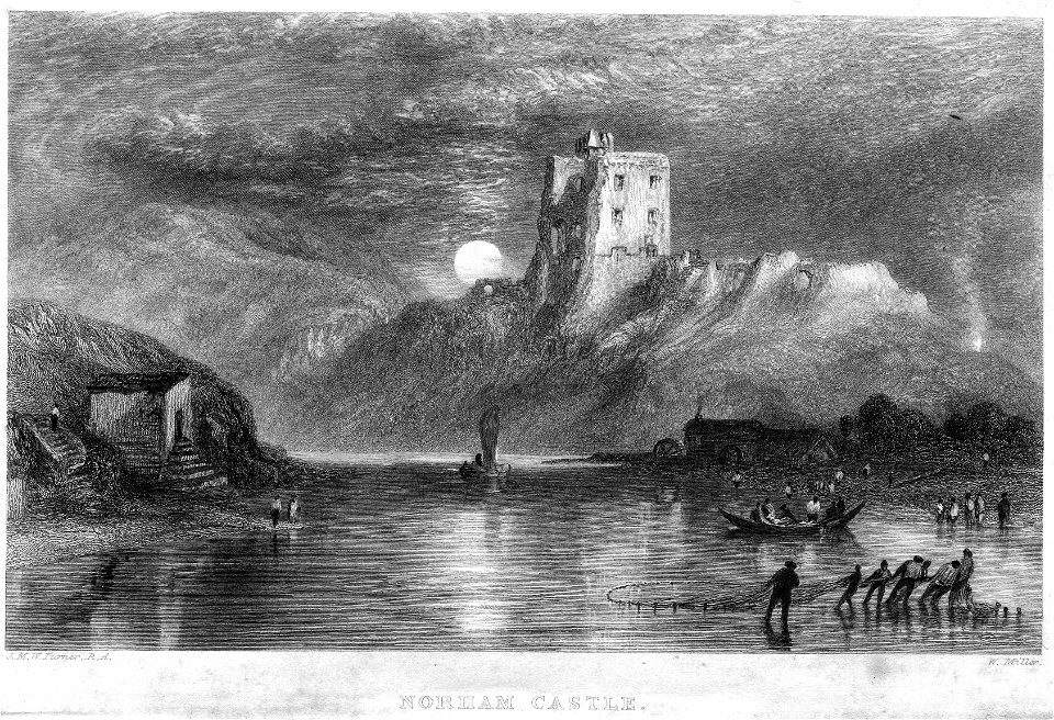 Norham Castle, Moonrise engraving by William Miller after Turner R522