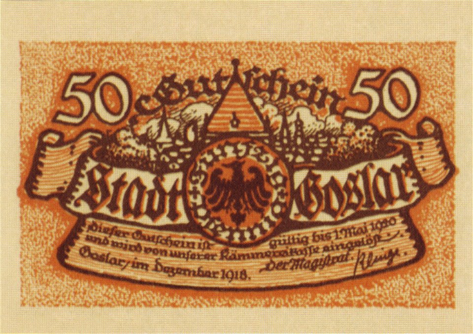 Notgeld Goslar 50 Pf Vorders 1918
