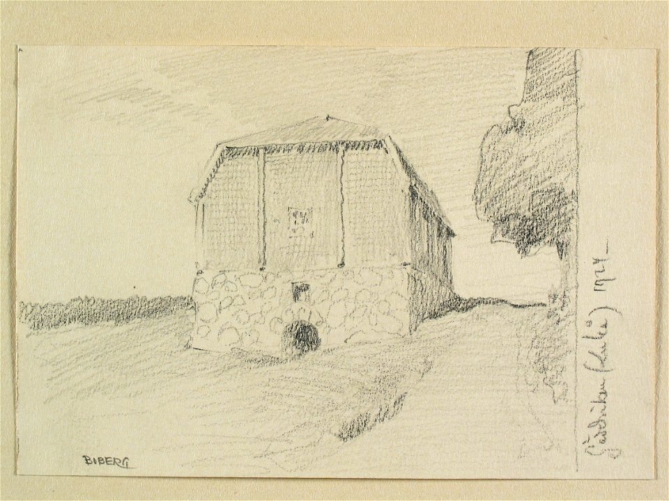 Norrbotten, Nederluleå sn., Gäddvik. Teckning av Ferdinand Boberg - Nordiska museet - NMA.0088305