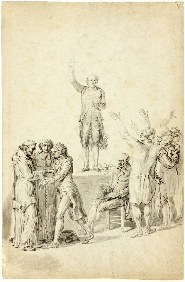 Norblin de la Gourdaine - Study for The Oath of the Tennis Court Bailly Standing on the Desk, Asking for a Vote, 1960.207R, c. 1791