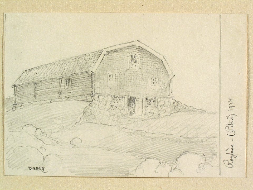 Norrbotten, Piteå landsförsamling, Roglösa. Teckning av Ferdinand Boberg - Nordiska museet - NMA.0088335