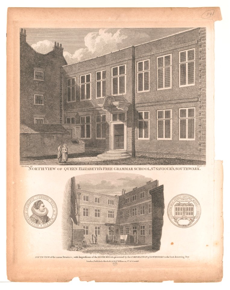 North view of Queen Elizabeth Free Grammar School, St. Saviour's, Southwark LCCN2004670291