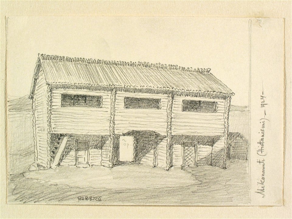 Norrbotten, Hietaniemi sn., Mikonannti. Svalbodar. Teckning av Ferdinand Boberg - Nordiska museet - NMA.0088298