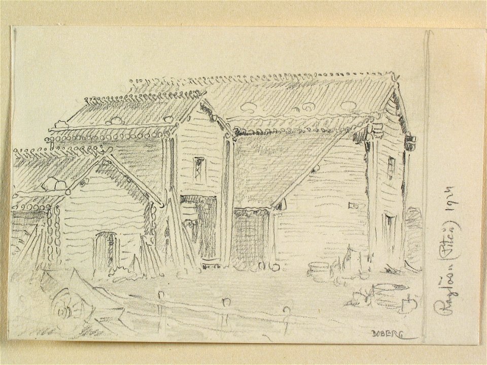 Norrbotten, Piteå landsförsamling, Roglösa. Teckning av Ferdinand Boberg - Nordiska museet - NMA.0088332