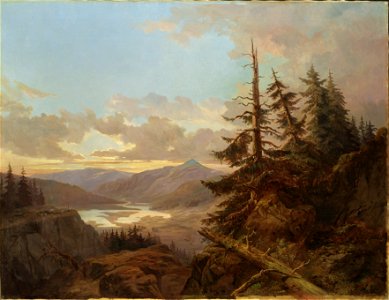 Norwegian Landscape in the Light of Early Morning (Kung Karl XV) - Nationalmuseum - 18204. Free illustration for personal and commercial use.