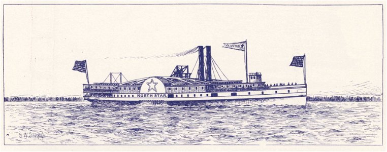 North Star (steamboat 1854). Free illustration for personal and commercial use.