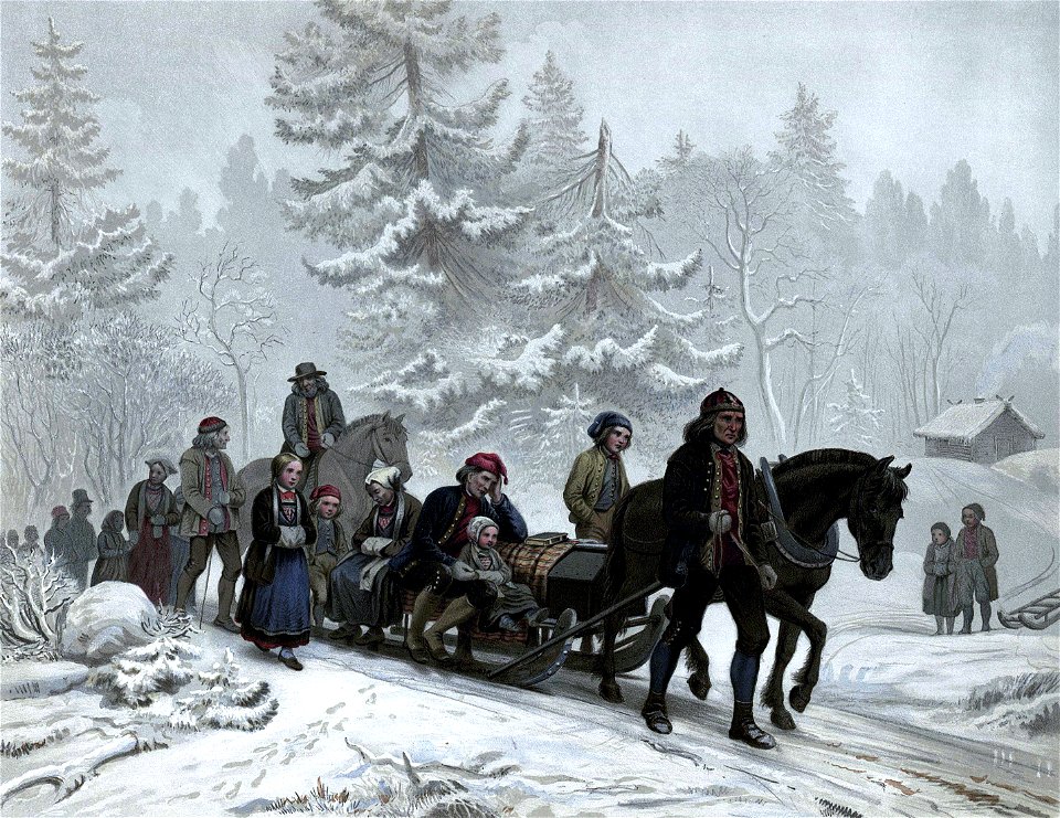 Norske Folkelivsbilleder 12 - Et Ligfölge (Knud Bergslien)