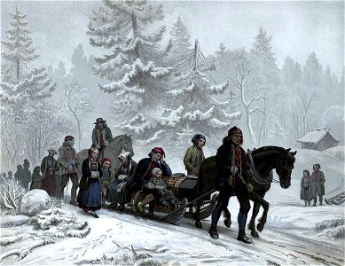 Norske Folkelivsbilleder 12 - Et Ligfölge (Knud Bergslien)