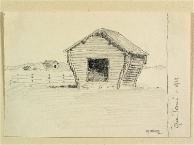 Norrbotten, Övertorneå. Uthus. Teckning av Ferdinand Boberg - Nordiska museet - NMA.0088320