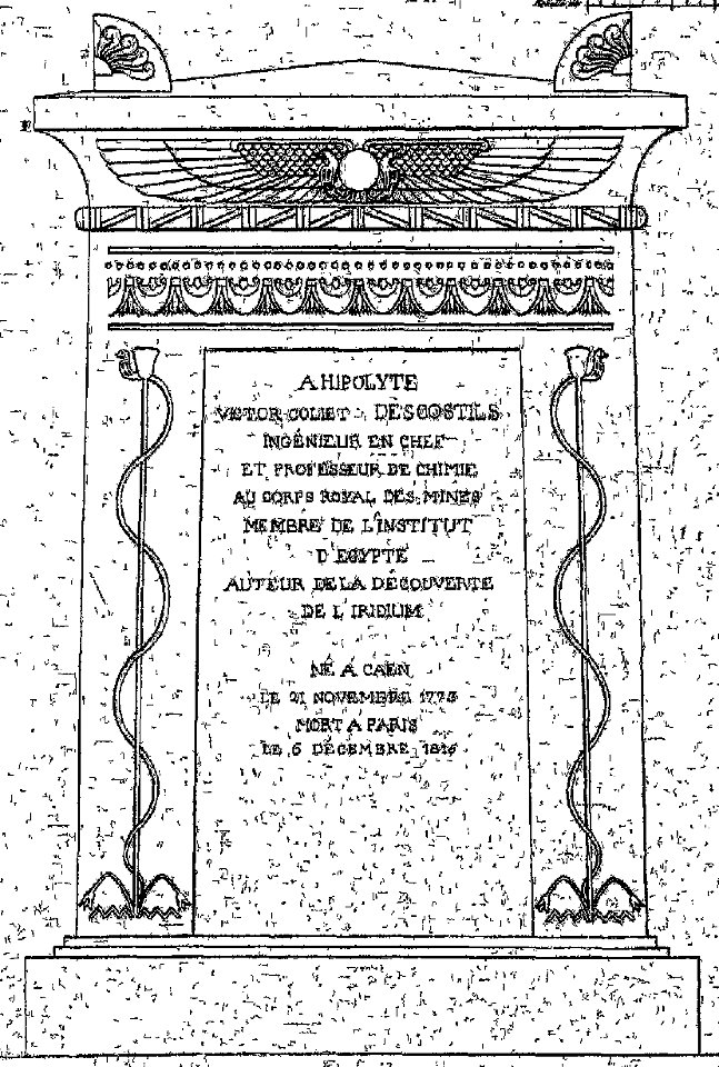 Normand - Monuments funéraires choisis dans les cimetières de Paris - Planche 54 - Collet-Descotils