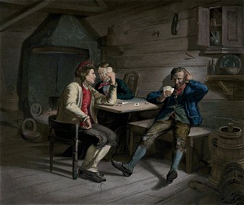 Norske Folkelivsbilleder 06 - Kortspillerne (Adolph Tidemand)
