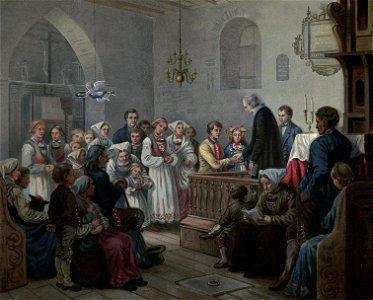 Norske Folkelivsbilleder 10 - En Brudevielse (Knud Bergslien)