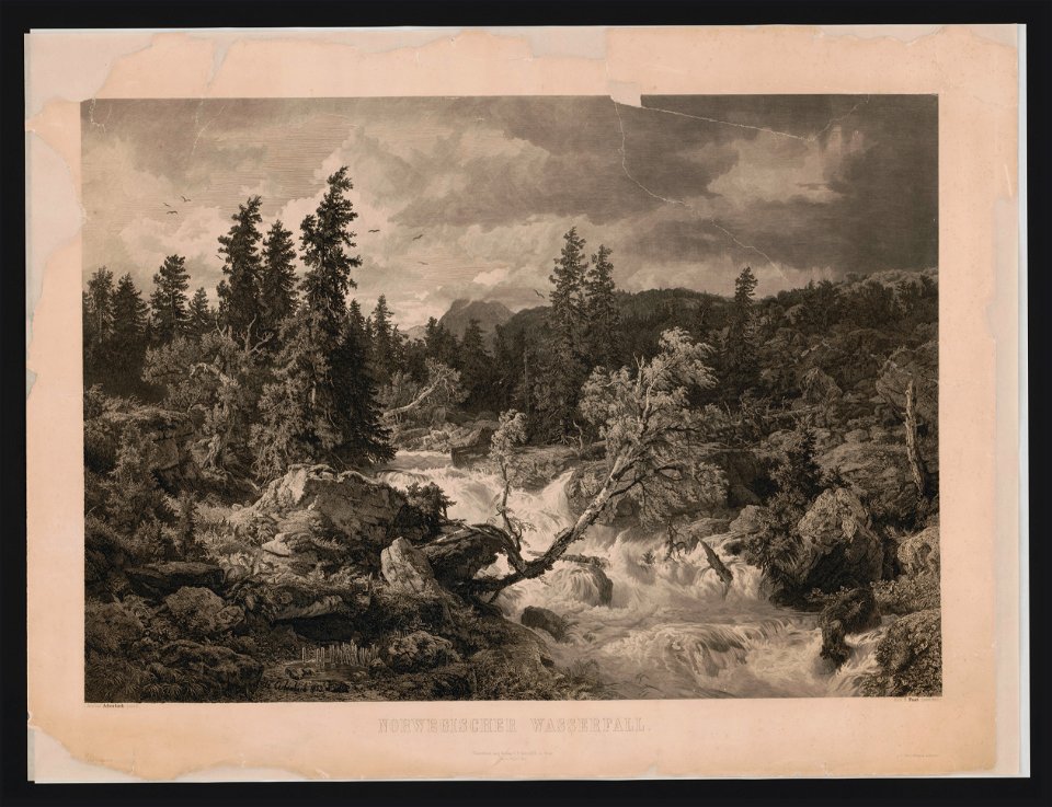 Norwegischer wasserfall - A. Achenbach 1853 ; Andreas Achenbach gemalt ; Karl B. Post gestochen. LCCN2015646341