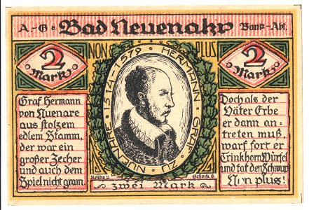 Notgeld Hermann von Neuenahr. Free illustration for personal and commercial use.