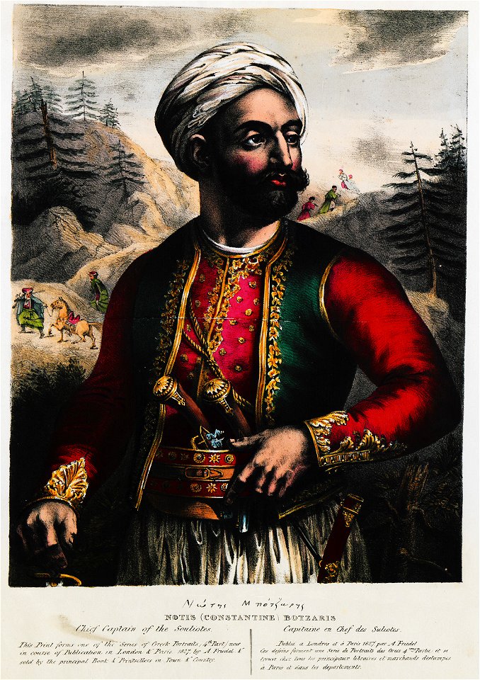 Notis (Constantine) Botsaris Chief Captain of the Souliotes - Friedel Adam De - 1830