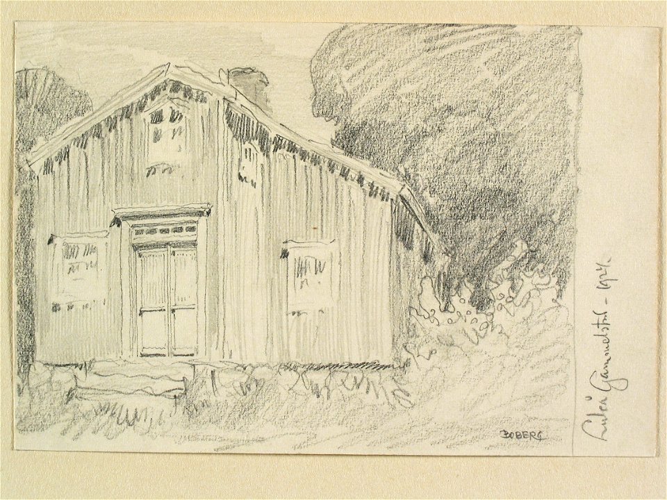 Norrbotten, Nederluleå sn., Luleå gammelstad. Teckning av Ferdinand Boberg - Nordiska museet - NMA.0088306