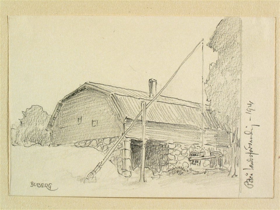 Norrbotten, Piteå landsförsamling. Teckning av Ferdinand Boberg - Nordiska museet - NMA.0088329