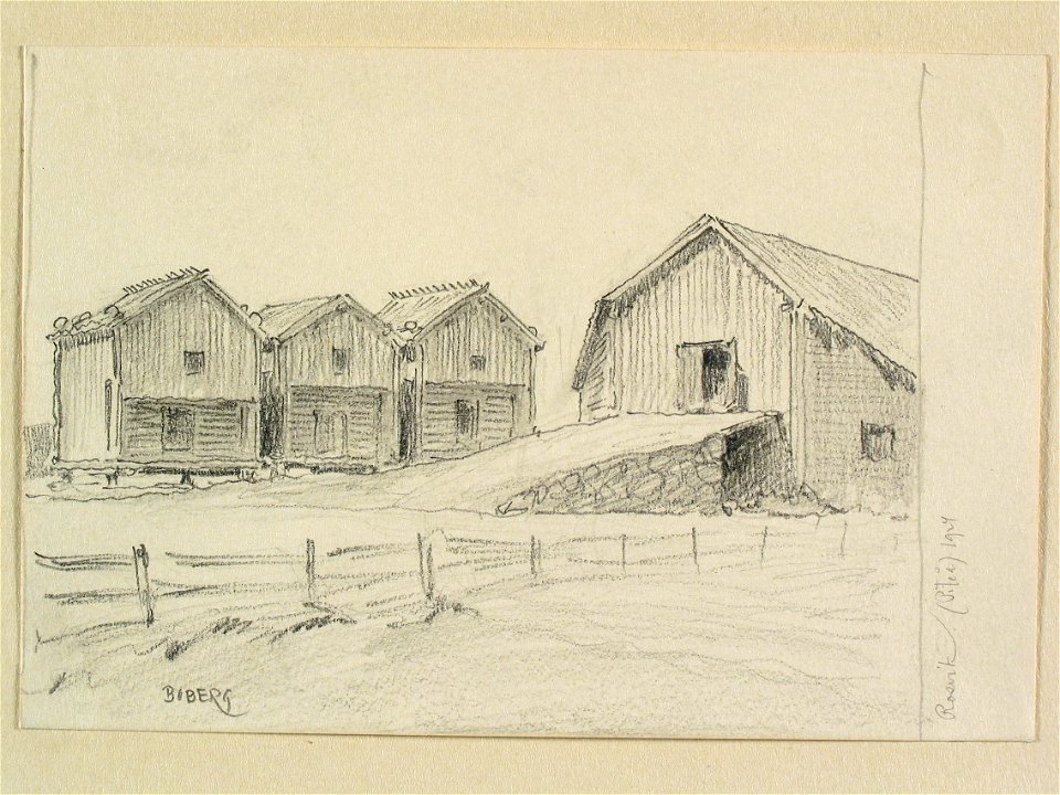 Norrbotten, Piteå landsförsamling, Rosvik. Teckning av Ferdinand Boberg - Nordiska museet - NMA.0088337