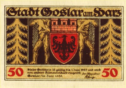 Notgeld Goslar 50 Pf 1920 Rücks