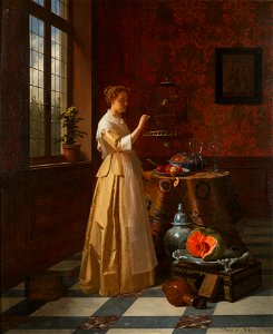 Woman with Bird by David Emile Joseph de Noter