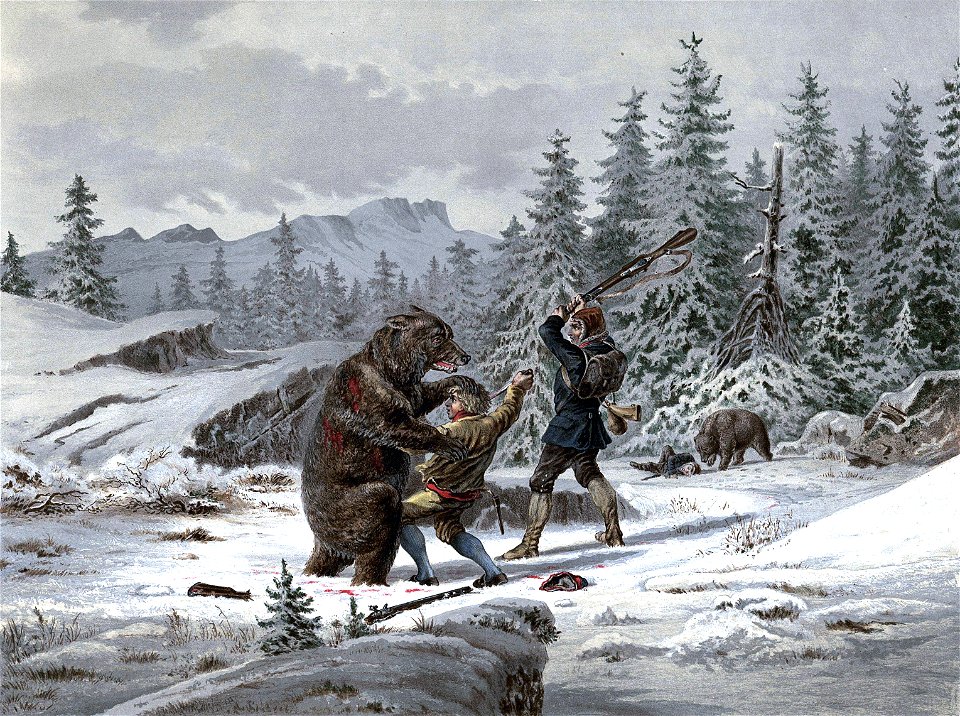 Norske Folkelivsbilleder 01 - En Bjørnejakt (Johan Fredrik Eckersberg)