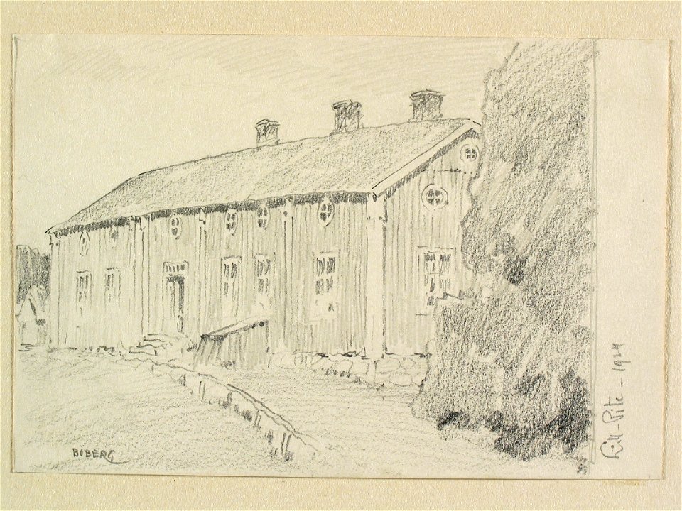 Norrbotten, Piteå landsförsamling, Lillpite. Teckning av Ferdinand Boberg - Nordiska museet - NMA.0088323